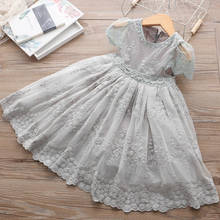 Кружевное платье принцессы Детские платья для свадебной вечеринки, повседневная одежда для девочек платье с цветочным узором для девочек Одежда для детей от 3 до 8 лет, Vestidos 2024 - купить недорого