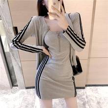 Tight-fitting Suspender Sexy Bag Hip Dress 2021 Autumn Long-sleeved Jacket Is Thin and Fashionable Two-piece Suit Women 2024 - buy cheap