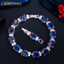 CWWZircons Elegant Big Oval Blue Rainbow Fire Cubic Zirconia Stone Tennis Bracelets for Women Party Wedding Jewelry Gift CB247 2024 - buy cheap