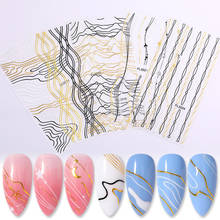3D Nail Art Stickers Gold Silver Curve Stripe Lines Sliders Geometric Patterns Design Adhesive Transfer Decals Nail Decorations 2024 - buy cheap