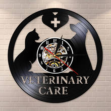 Vinyl Record Wall Clock Dog Cat Veterinary Care  Veterinary Clinic Wall Art Decorative Wall Watch Pet Vet Care Animal Lover Gift 2024 - buy cheap