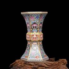 Enamel Qianlong Year of the Qing Dynasty Golden Hexagonal Vase Antique Porcelain Collection of Antique Porcelain 2024 - buy cheap