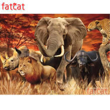 FATCAT-pintura diamante 5D DIY de elefante, rinoceronte, León, bordado de diamantes completo, mosaico de punto de cruz, costura de animales, decoración AE1411 2024 - compra barato