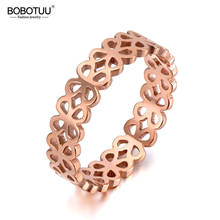 BOBOTUU Trendy Titanium Stainless Steel Hollow Flower Rings For Women Girls Office Rose Gold Elegant Charm Ring Jewelry BR19132 2024 - buy cheap