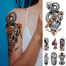 Waterproof Temporary Tattoo Sticker Dragon Tiger Geometry Rose Flash Tattoos Sword Skull Body Art Arm Fake Tatoo Women Men 2024 - buy cheap