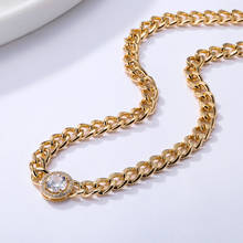 Gold Silver Color Chain Necklace For Women Cubic Zircon Heart Queen Choker Necklaces Party Wedding Fashion Jewelry Accessories 2024 - buy cheap