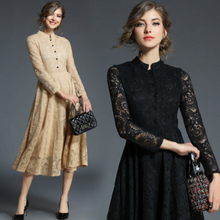 2020 Autumn Long Sleeves Black Plus Size Midi Dress Women Sexy Elegant Lace Club Celebrity Evening Party Dress 5XL DA56 2024 - buy cheap