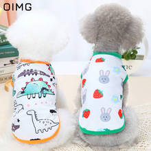 Одежда для собак OIMG, летние дышащие жилеты для собак, милая одежда для щенков с мультяшным динозавром, футболка для маленьких собак, чихуахуа, йорков 2024 - купить недорого