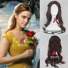 new Beauty and the Beast Princess Belle wig Cosplay Costume Women Long Wavy Synthetic Hair Halloween Party Role Play +wig cap 2024 - buy cheap