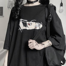 Женская футболка в стиле Харадзюку, укороченная свободная футболка в японском стиле с принтом «Are You Worry of The Dark», женская летняя футболка 2024 - купить недорого
