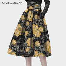Saia plissada bordada vintage feminina, saia midi com bolsos, cintura alta, floral, elegante, casual, outono 2020 2024 - compre barato