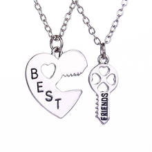 ZRM 2pcs/set Cordate Jewelry Best Friends Forever Necklace Key Heart Shaped Lock Pendants Couple Necklace Gift For Friends 2024 - buy cheap