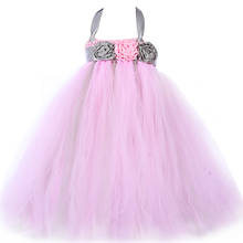 Vestido de tutú rosa y gris para niña, vestidos de tul de princesa para niña, vestidos de flores para bodas, vestidos para niña, vestido de fiesta de cumpleaños para desfile 2024 - compra barato
