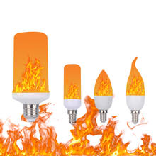 Светодиодная лампа-кукуруза с эффектом динамического пламени, Е27, E12, Е14, Мерцающая эмуляция 9 Вт 2024 - купить недорого
