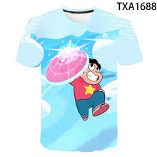 Camiseta masculina e feminina com estampa 3d, camisa manga curta de desenhos animados do anime steven universo, camiseta para meninos e meninas 2024 - compre barato