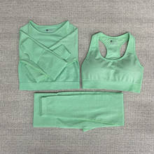 Seamless Women Yoga Set Fitness Sports Suits Gym Clothes Long Sleeve Crop Top Shirts High Waist Running Leggings Workout Pants 2024 - buy cheap