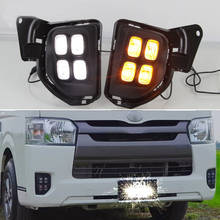 12V Car LED DRL Daylihgts For Toyota Hiace 2014 2015 2016 2017 2018 Yellow Turn Signal Daytime Running Lights Auto Fog Lamp 2024 - buy cheap