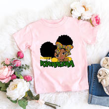 African Black Little Girls Kawaii Girls Pink T-shirt  Wearing A Hat Graphic Summer Harajuku Sisters Clothing Girls T Shirt Tops 2024 - buy cheap