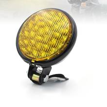 Motocicleta retro farol modificado preto escudo de metal amarelo whtie vidro retro farol moto lâmpada 2024 - compre barato