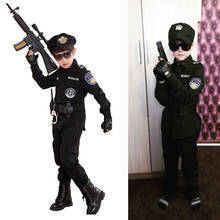 Fantasia infantil de policial., conjunto de brinquedos para cosplay, uniformes de 110-160cm, halloween, carnaval, festa de policial. 2024 - compre barato