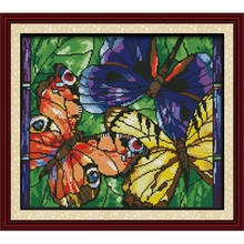 Everlasting Love Colorful Butterflies Chinese Cross Stitch Kits  Ecological Cotton Stamped 11 14CT New Year Decorations For Home 2024 - buy cheap