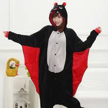 Women Animal Costumes Halloween Cosplay Cartoon Animal Sleepwear Kids Girls Boys Kigurumi Black Bat Onesies 2024 - buy cheap