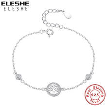 Eleshe pulseira clássica de árvore da vida, zircônio cúbico, 925 prata esterlina, pulseiras ajustáveis de corrente, para mulheres, joias, presentes 2024 - compre barato