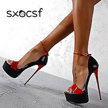 Sandalias de plataforma de talla grande para mujer, zapatos de tacón alto con punta abierta, sexys, para fiesta y boda 2024 - compra barato