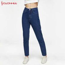 Plus Size Loose Navy Blue Mom Jeans Women Boyfriendtv Straight Inelastic High Waist jeans Women Big Size  #82 2024 - buy cheap