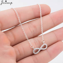 Jisensp Delicate Design Infinity Necklace for Women Rhinestone Figure 8 Pendant Long Chain Necklaces Fashion Jewelry Gift 2024 - buy cheap