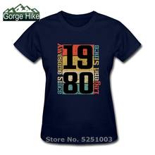 40th Birthday Gifts For Women Vintage 1980 Shirt Fourty Party T-shirt Fashion Awesome Since 1980  For Ladies funny Gift tops tee 2024 - buy cheap