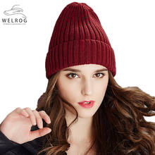 WELROG-gorro de punto de lana para mujer, gorro cálido de Color sólido para viaje al aire libre, moda salvaje, 2020 2024 - compra barato