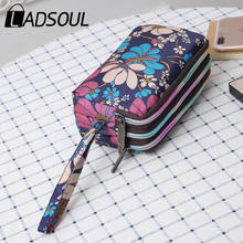 Bolsa de telefone e carteira, fashion, de lona, três camadas, longa, floral, pequena, zíper, bolsa de mão, organizador kawai 2024 - compre barato