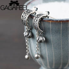GAGAFEEL 100% S925 Sterling Silver Tassel Drop Earrings With Silver Bead Lotus Bud Dangle Earrings Vintage Women Jewelry 2024 - buy cheap