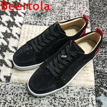 Beertola-mocasines de cristal denso ostentoso para hombre, zapatos informales de vestir para fiesta, zapatillas planas, colores mezclados, negro y rojo 2024 - compra barato