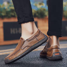 BIMUDUIYU Handmade Men's Genuine Leather Breathable Loafers Soft Casual Shoes Moccasin Shoes High Quality Slip On Footwear Male 2024 - buy cheap