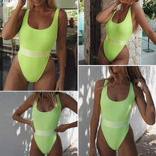 Bañador Sexy de una pieza para mujer, traje de baño verde neón, Monokini rosa, Bikini, traje de baño para mujer 2020 2024 - compra barato