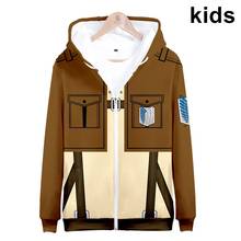 3 a 14 anos crianças hoodies anime ataque em titan 3d impresso meninos meninas moletom com capuz outerwear jaqueta crianças roupas 2024 - compre barato