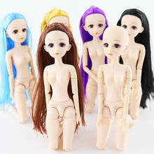 36 cm boneca bjd 22 móvel articulado boneca corpo nu encaracolado cabelo reto meninas presente com 4d olhos cabeça bonecas brinquedos para meninas 2024 - compre barato