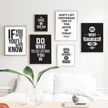 Motivational Inspiring Quotes Wall Art Canvas Painting Nordic Posters And Prints Black For Living Room Decor White Wall Pictures 2024 - buy cheap