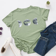 Plus Size S-5XL 100% Cotton Tshirt Casual Moon Print T-shirt Women O-neck Short Sleeve Tees Summer T Shirts Woman Clothing Tops 2024 - buy cheap