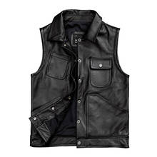 2020 Black Men American Casual Style Leather Plus Size XXXXL Genuine Cowhide Spring Slim Fit Natural Vest 2024 - buy cheap