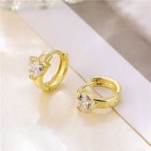 Female Luxury Crystal Stone Small Earrings White Zircon Cute Heart Hoop Earrings For Women Vintage Fashion Yellow Gold Earrings 2024 - buy cheap