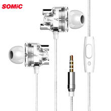 Somic-auriculares estéreo M7 con cable, dispositivo de audio intrauditivo de graves para IPhone, Samsung, 3,5mm, deportivos, con micrófono para juegos 2024 - compra barato