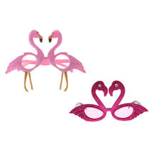 Conjunto de 2 pçs moda tropical flamingo óculos de sol rosa roxo traje cosplay festa carnaval óculos de olho cabine foto 2024 - compre barato