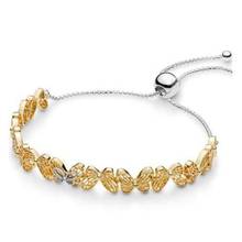 Pulsera Pandora de Plata de Ley 925 para mujer, brazalete deslizante de mariposas caladas brillantes, compatible con abalorios, joyería artesanal 2024 - compra barato