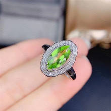 Новое Женское кольцо из натурального перидота, кольцо из серебра 925 пробы, свежее и милое, сдержанное и атмосферное ювелирное изделие 2024 - купить недорого