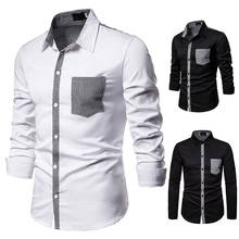Camisa masculina de manga longa n5215, camisa casual de bolso com estampa de mil pássaros na moda, borda transversal, masculina 2024 - compre barato