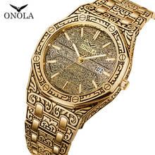 Reloj de cuarzo analógico para hombre ONOLA de la mejor marca, reloj de pulsera dorado de lujo a la moda para hombre, reloj impermeable de acero inoxidable, reloj masculino 2024 - compra barato