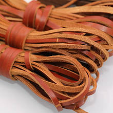 Primeira camada superior plana couro do couro genuíno corda, tira de couro corda para artesanato de couro jóias saco diy 5 metro 2024 - compre barato